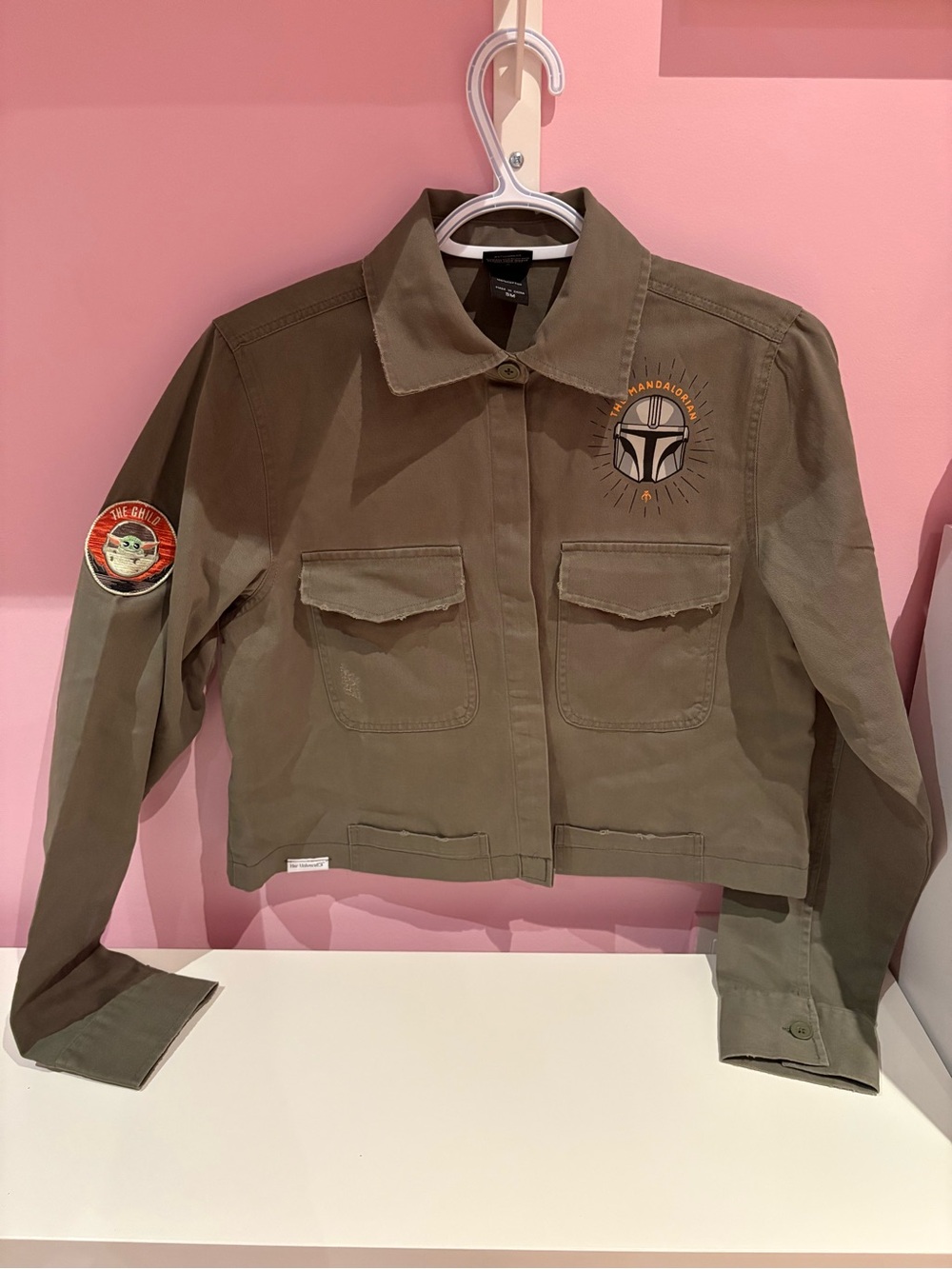 Mandalorian & Grogu Khaki Patch Utility Star Wars Jacket by Her Universe 🩶✨💚 - Picture 2 of 6